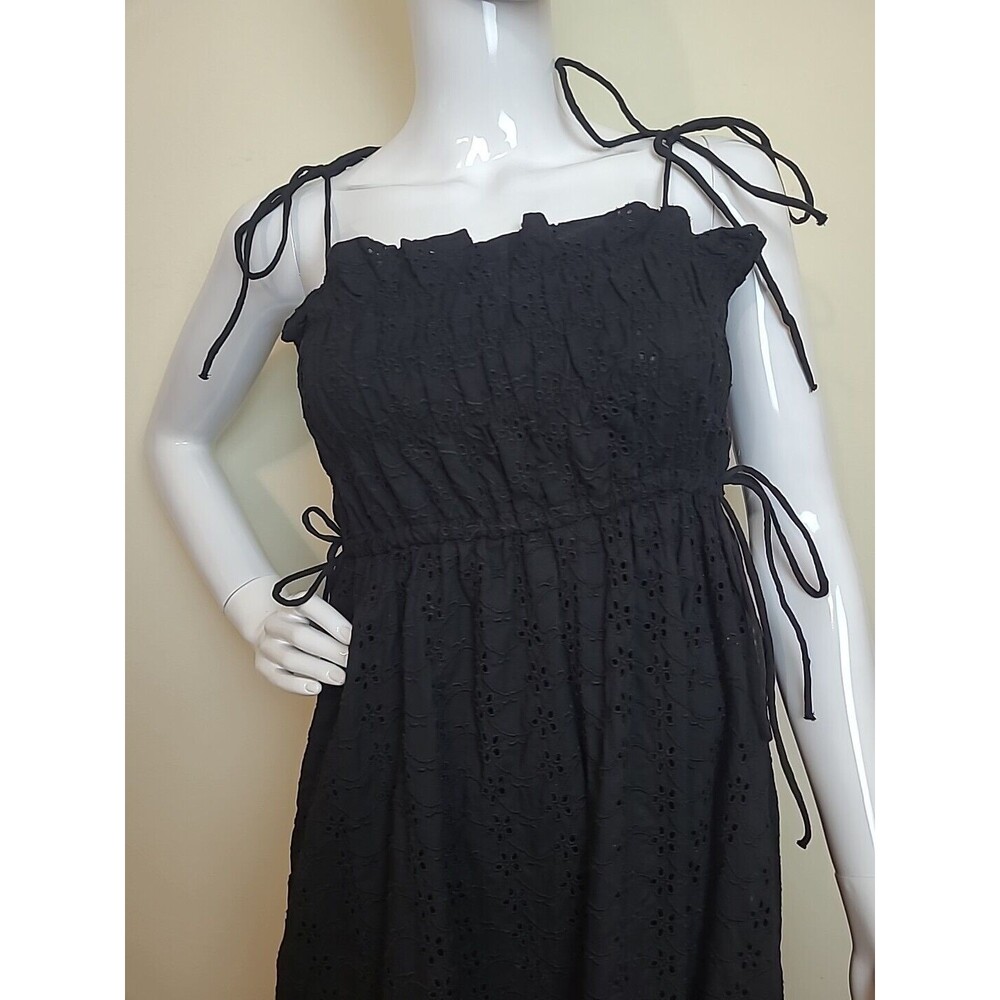 MNG Womens Spaghetti Strap Halter Eyelet Dress Black Size 4 - Picture 4 of 9